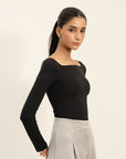 Square Neck Bodysuit - Black