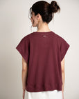 Drop Shoulder Front Forward Tee - Burgundy