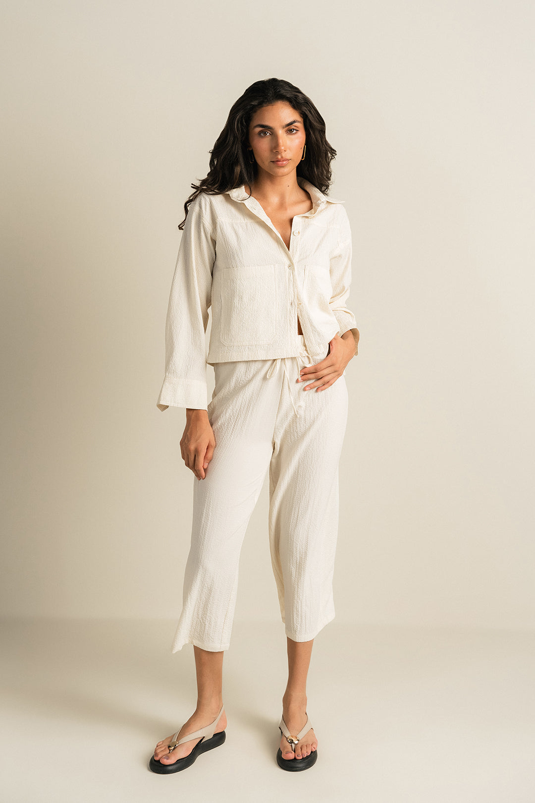Textured Shacket - Cream