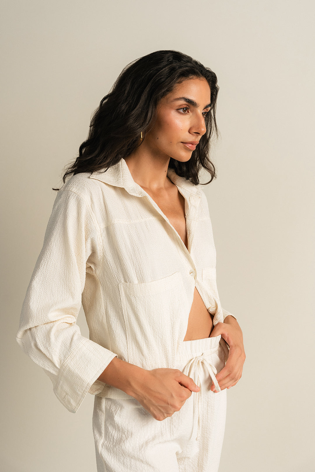 Textured Shacket - Cream