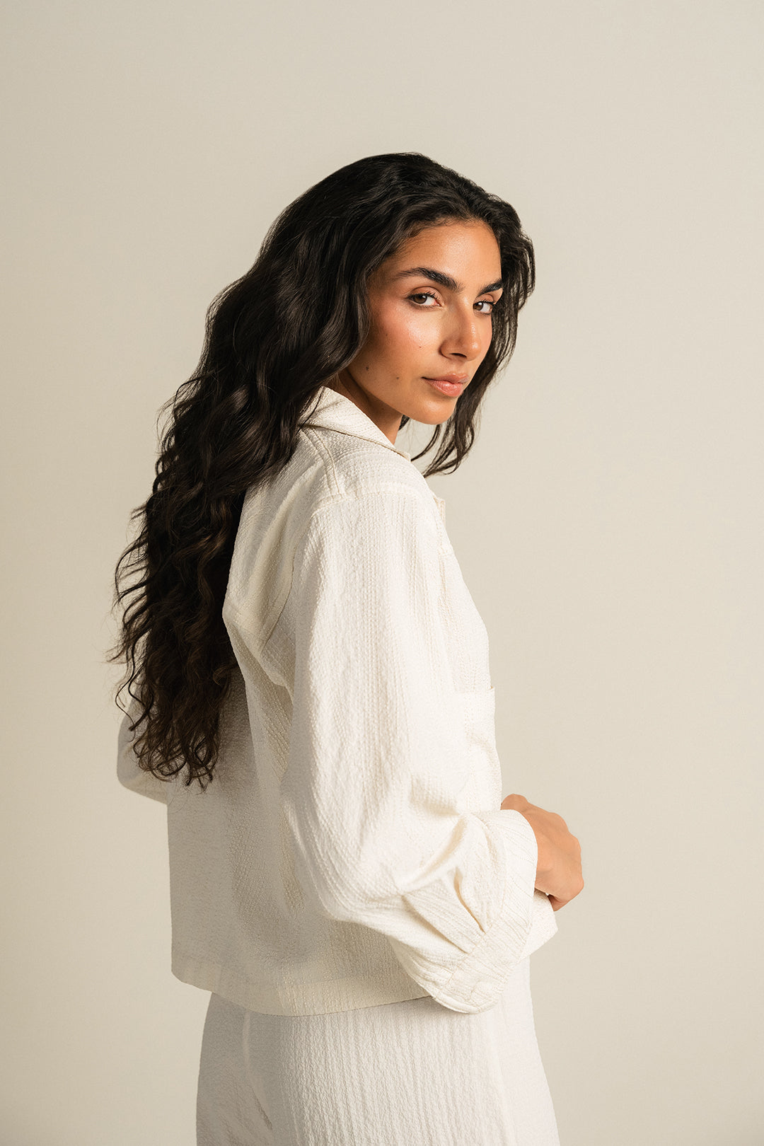 Textured Shacket - Cream