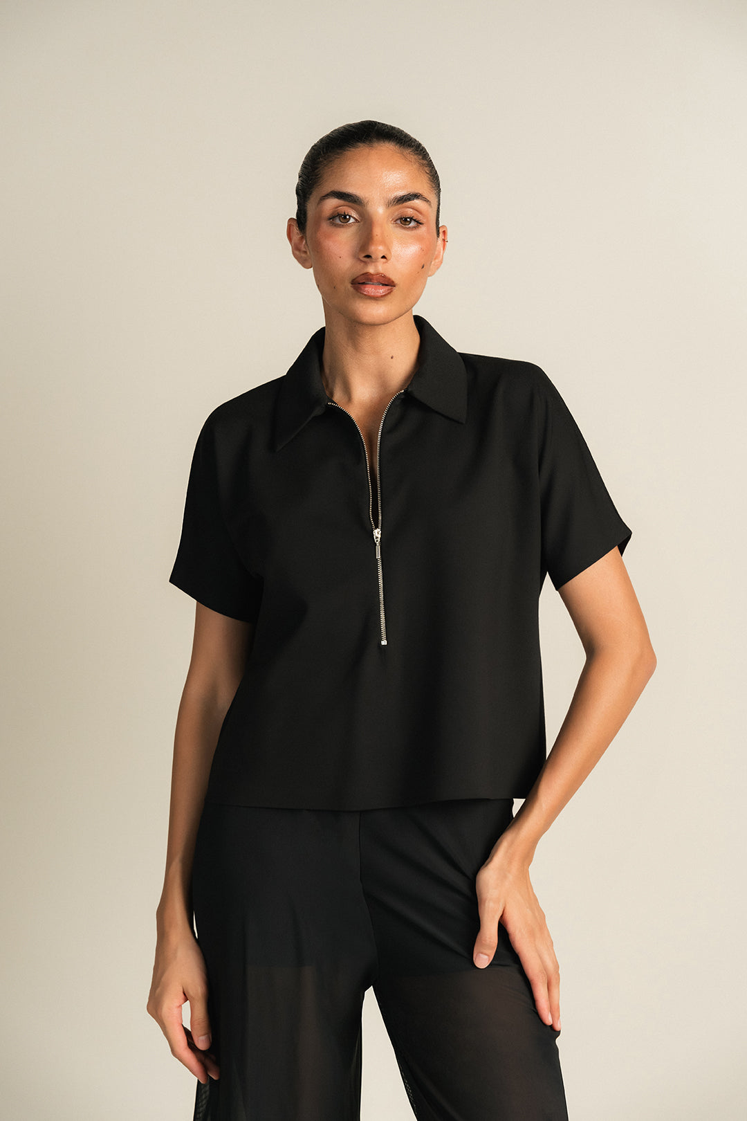 Zipper Polo - Black