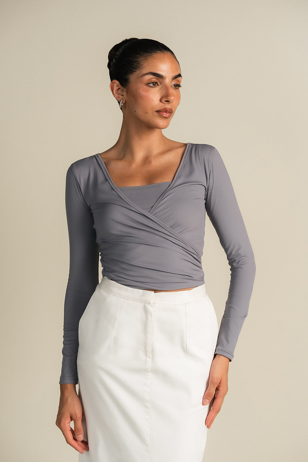 Rib Pilates Top - Grey
