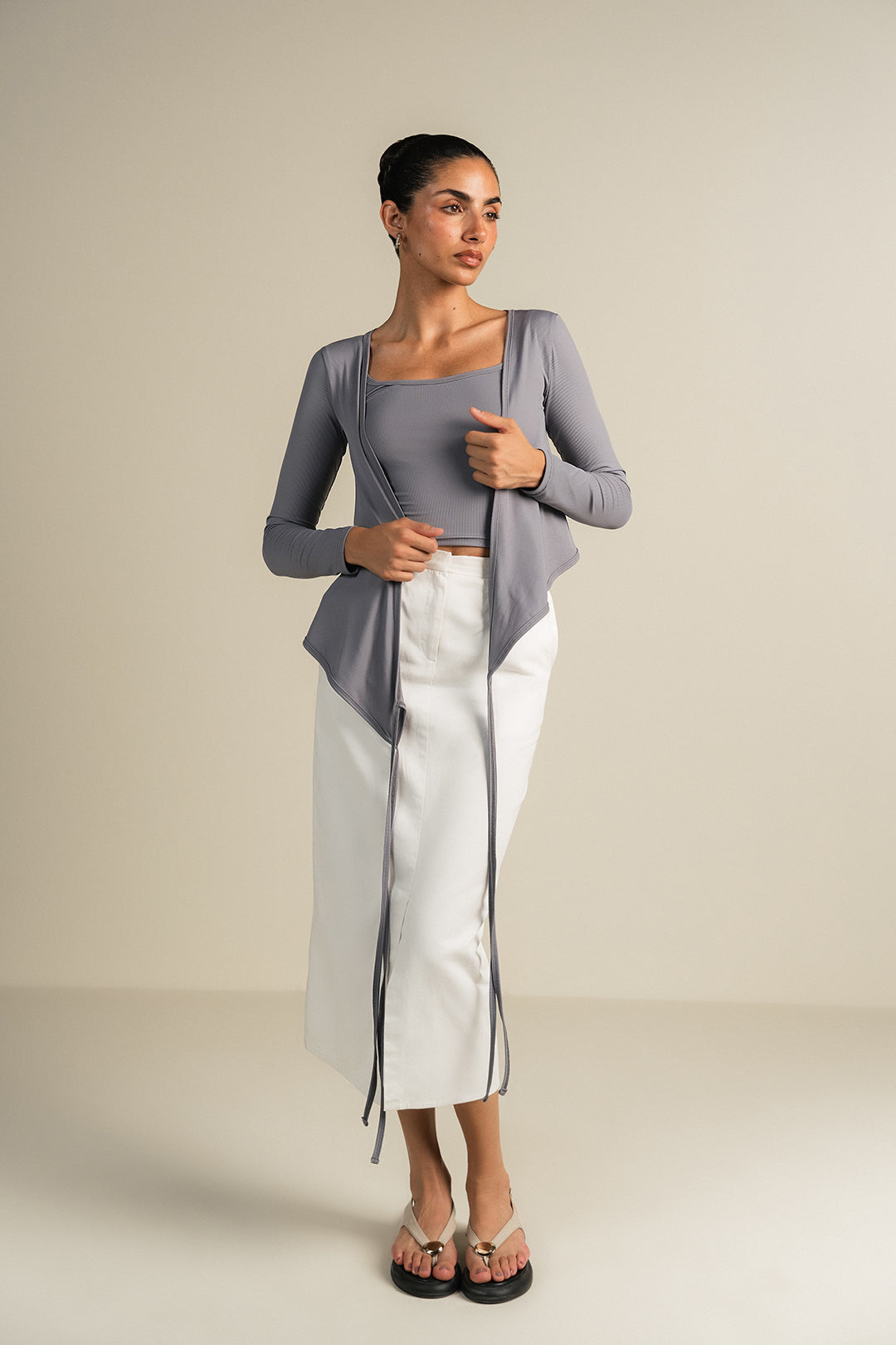 Rib Pilates Top - Grey