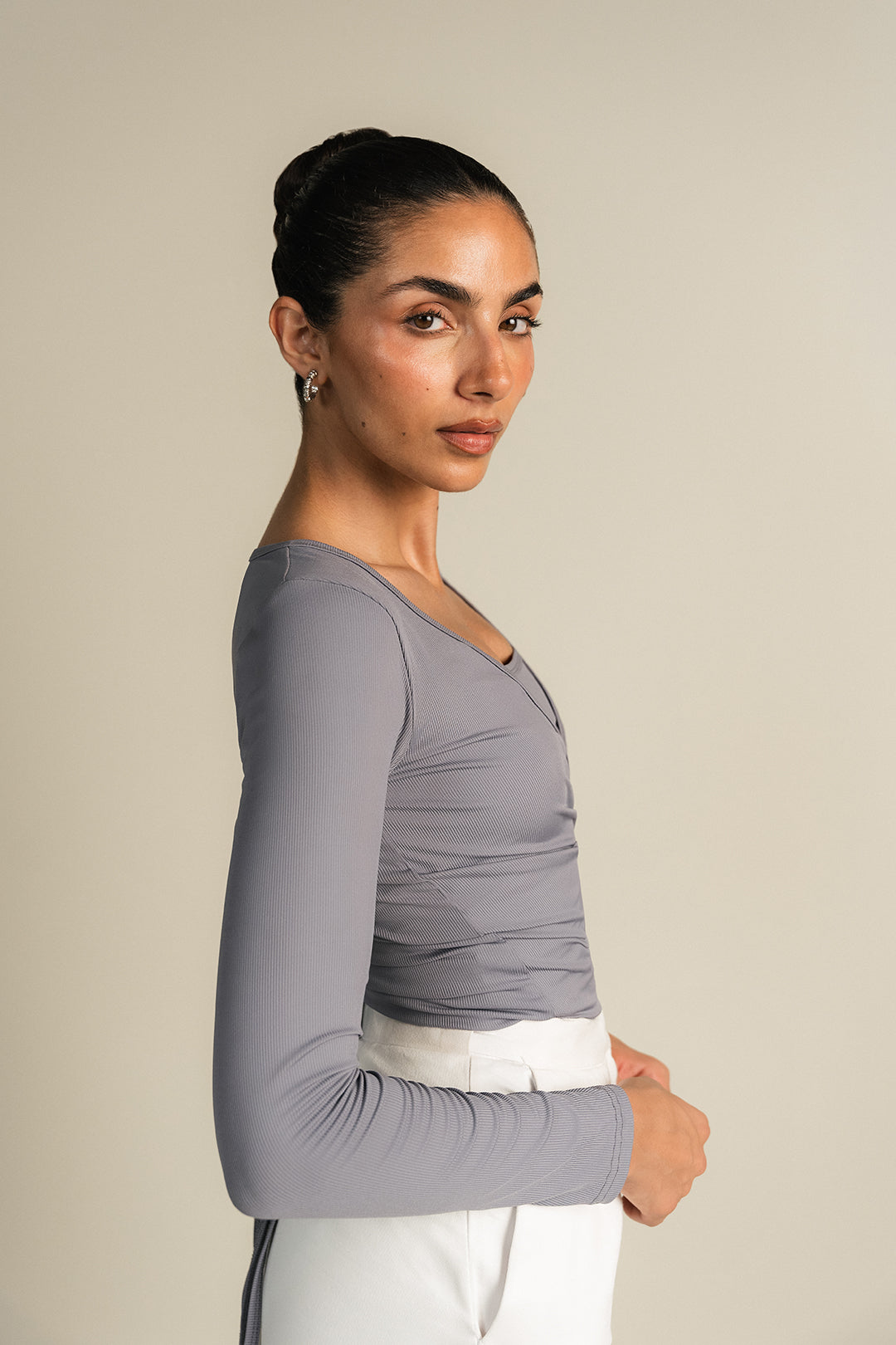 Rib Pilates Top - Grey