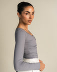 Rib Pilates Top - Grey