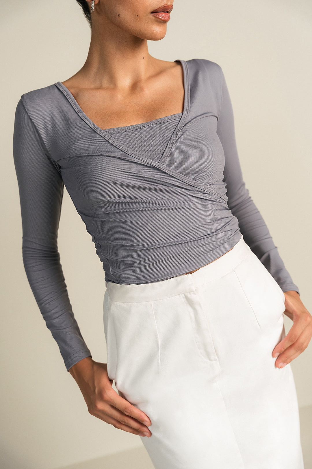 Rib Pilates Top - Grey