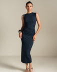 Pleated Dress - Navy