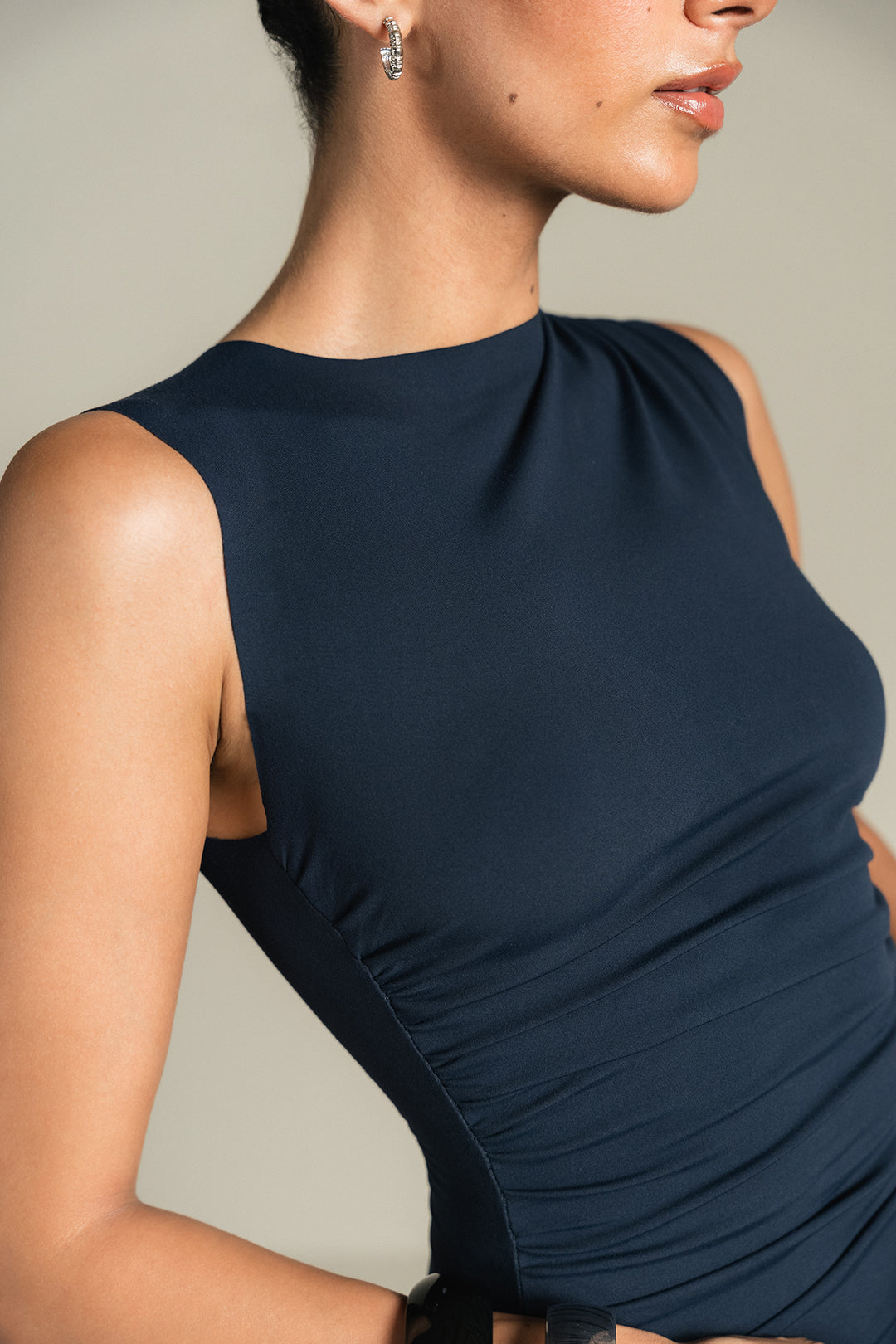 Pleated Dress - Navy