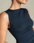 Pleated Dress - Navy