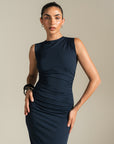 Pleated Dress - Navy