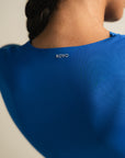 Pleated Overlap Top - Cobalt Blue