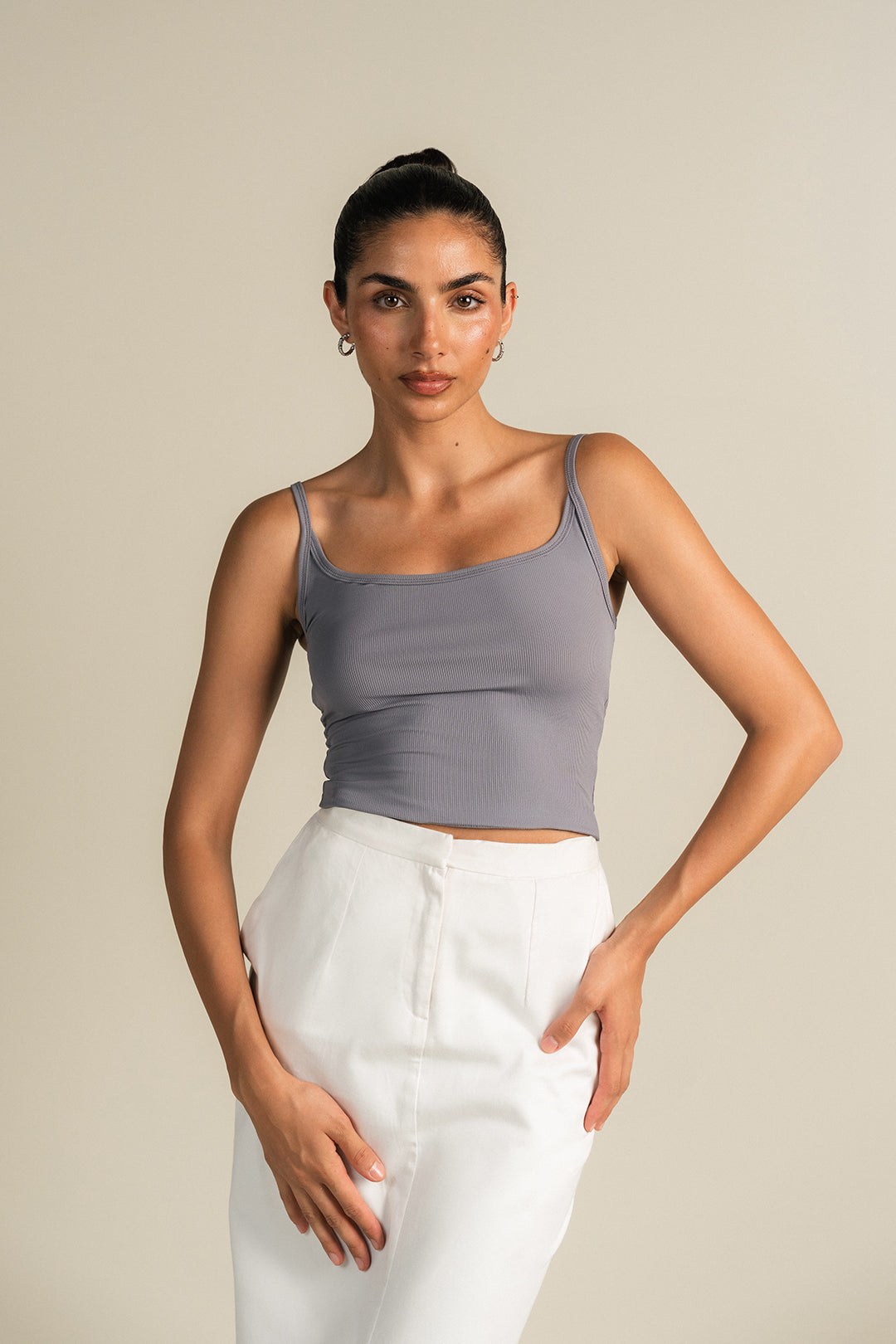 Rib Camisole-Grey