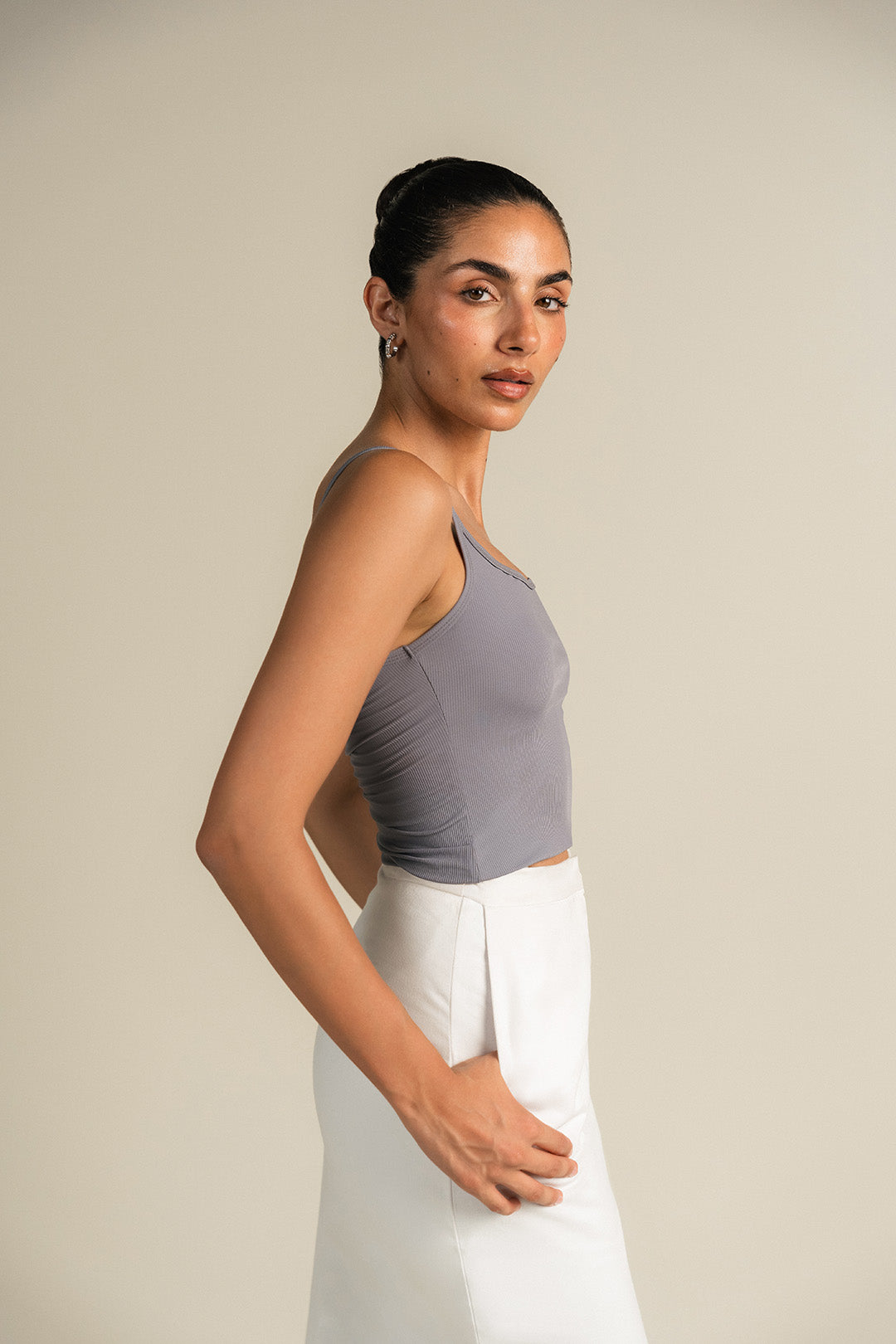 Rib Camisole-Grey