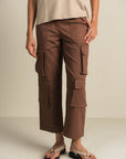 Twill Cargo Pants-Brown