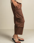 Twill Cargo Pants-Brown