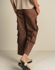 Twill Cargo Pants-Brown