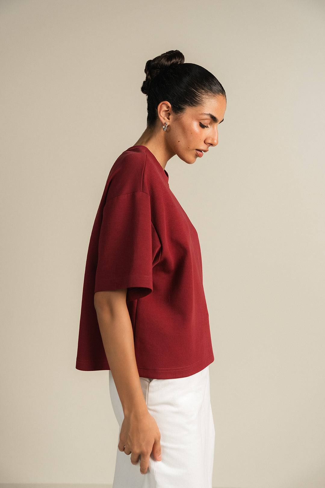 Boxy Tee-Burgundy