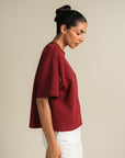 Boxy Tee-Burgundy