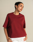 Boxy Tee-Burgundy