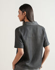 Cropped Button Down - Graphite