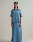Cropped Button Down - Sky