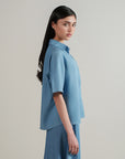 Cropped Button Down - Sky