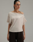 Off Shoulder Cross Hatch Top Sand