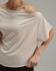 Off Shoulder Cross Hatch Top Sand