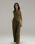 Wrap linen Top - Olive