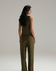 Wrap linen Top - Olive