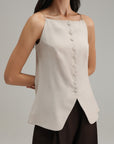 Tailored Cross Hatch Vest - Sand