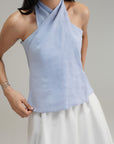 Halter Linen Top - Classic Blue