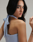 Halter Linen Top - Classic Blue