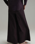 Flared Linen Pants - Aubergine