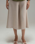 Flared Cross Hatch Culottes - Sand