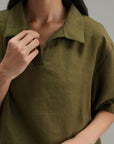 Essential Linen Overshirt - Olive