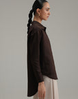 High Low Button Down - Mocha