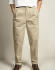 Tapered Pleated Pants - Beige