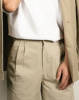 Tapered Pleated Pants - Beige