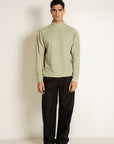 Mock Neck Sweat Shirt - Sage Green