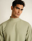 Mock Neck Sweat Shirt - Sage Green