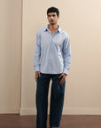 Raglan Button Down - Powder Blue