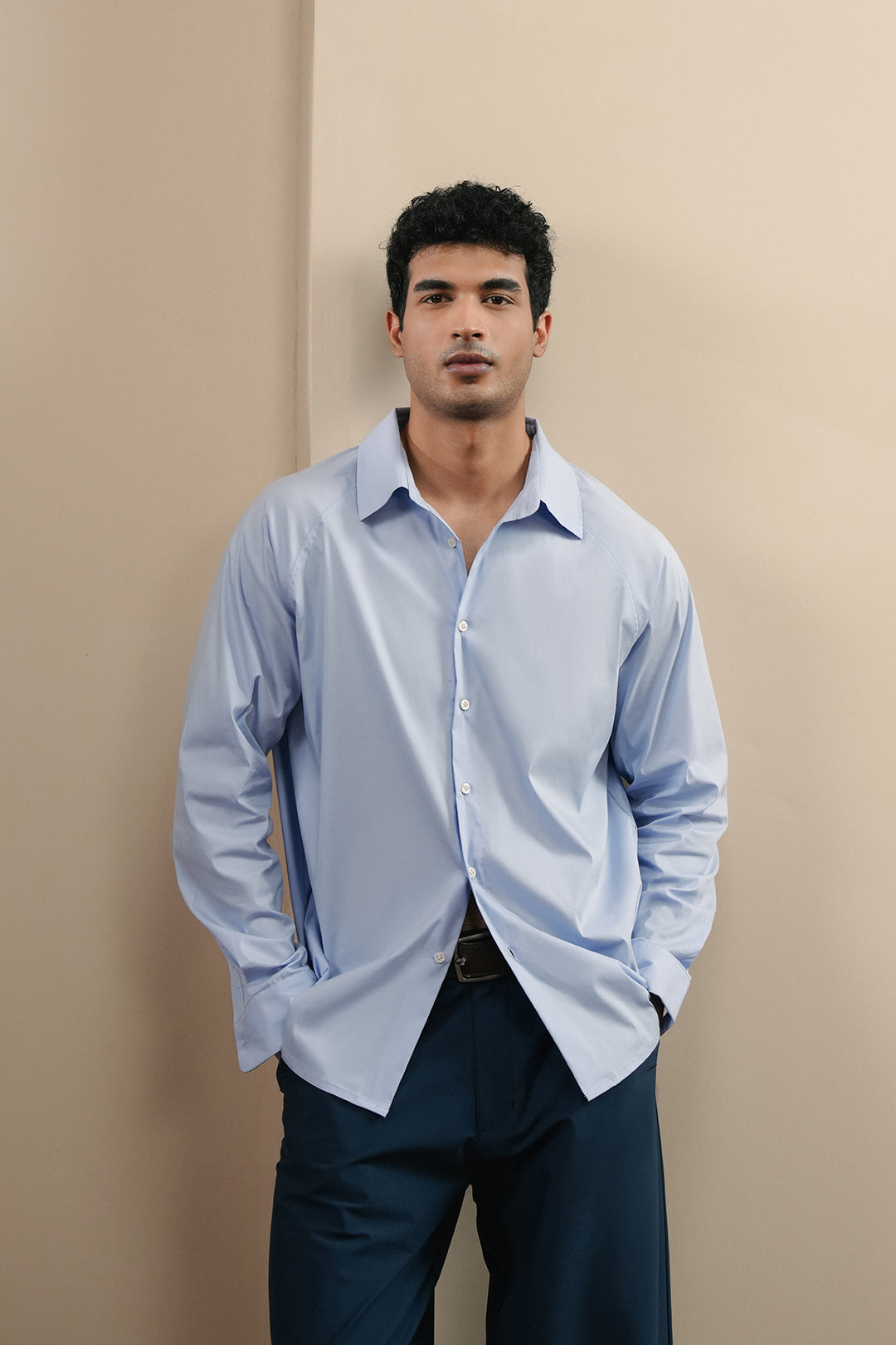 Raglan Button Down - Powder Blue