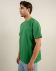 Oversized Tee With Panel Detail - Forest Green