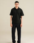 Koyo Knit Quarter Zip Polo - Black