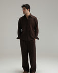 Mandarin Linen Shirt - Mocha