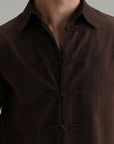 Mandarin Linen Shirt - Mocha