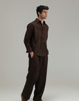 Mandarin Linen Shirt - Mocha