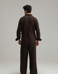 Mandarin Linen Shirt - Mocha